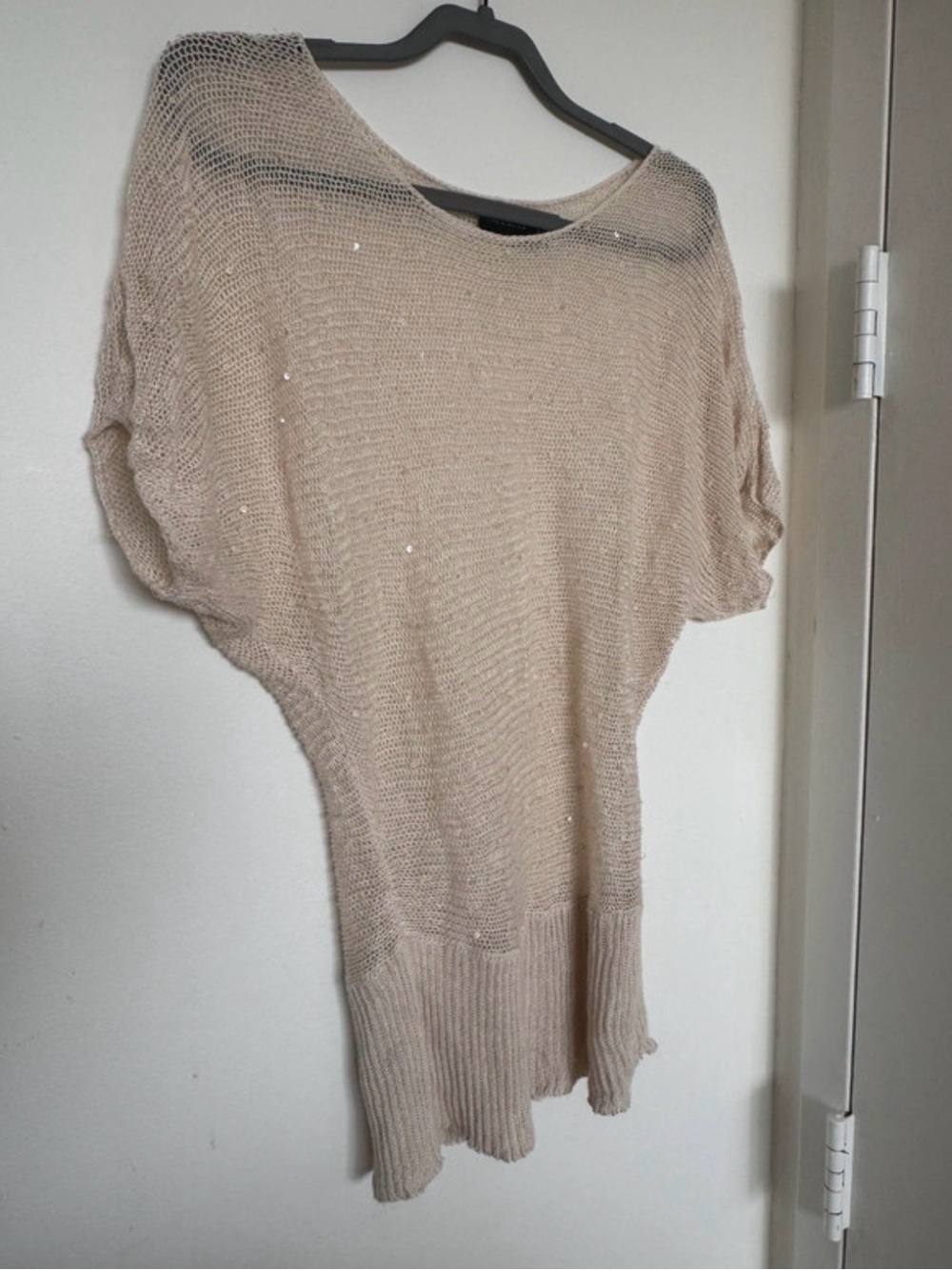 Beige The Limited Short-Sleeve Knit Sweater
